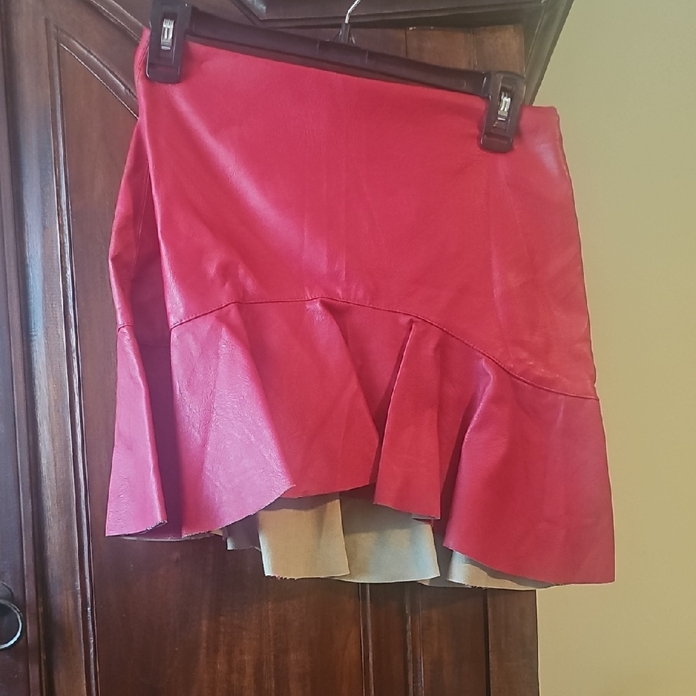 Shinestar Red Mini Skirt with Ruffle Hem